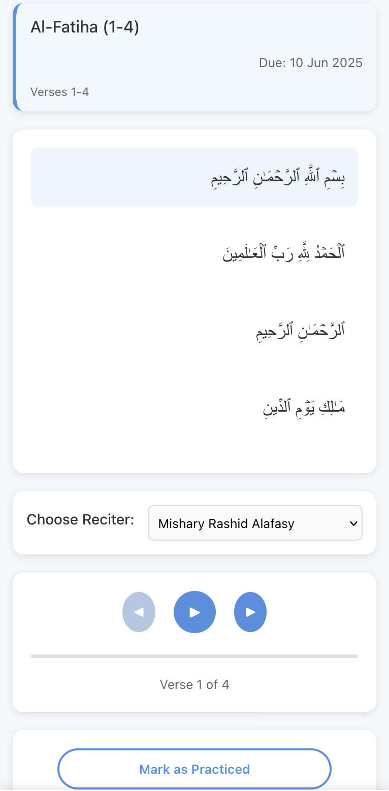 Student Assignment Navigation Interface